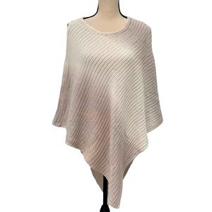 ONE GREY DAY OMBRE BEIGE & GRAY STRIPED SLEEVELESS SWEATER PONCHO